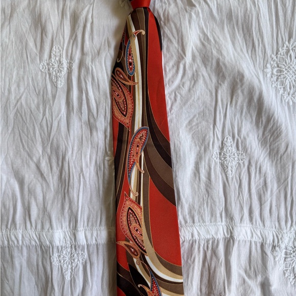 Paisley Orange and Brown Boy’s Clip on Tie - Picture 1 of 1